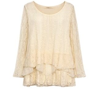 Indigo Soul Coquette Romantic Fairycore Lace Tunic Top Women Size L Cottagecore